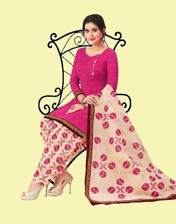 Pure cotton printed dress material -Pink