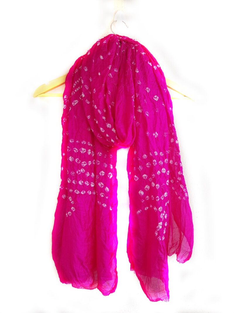 Art Silk Bandhej Dupatta- Rani Pink