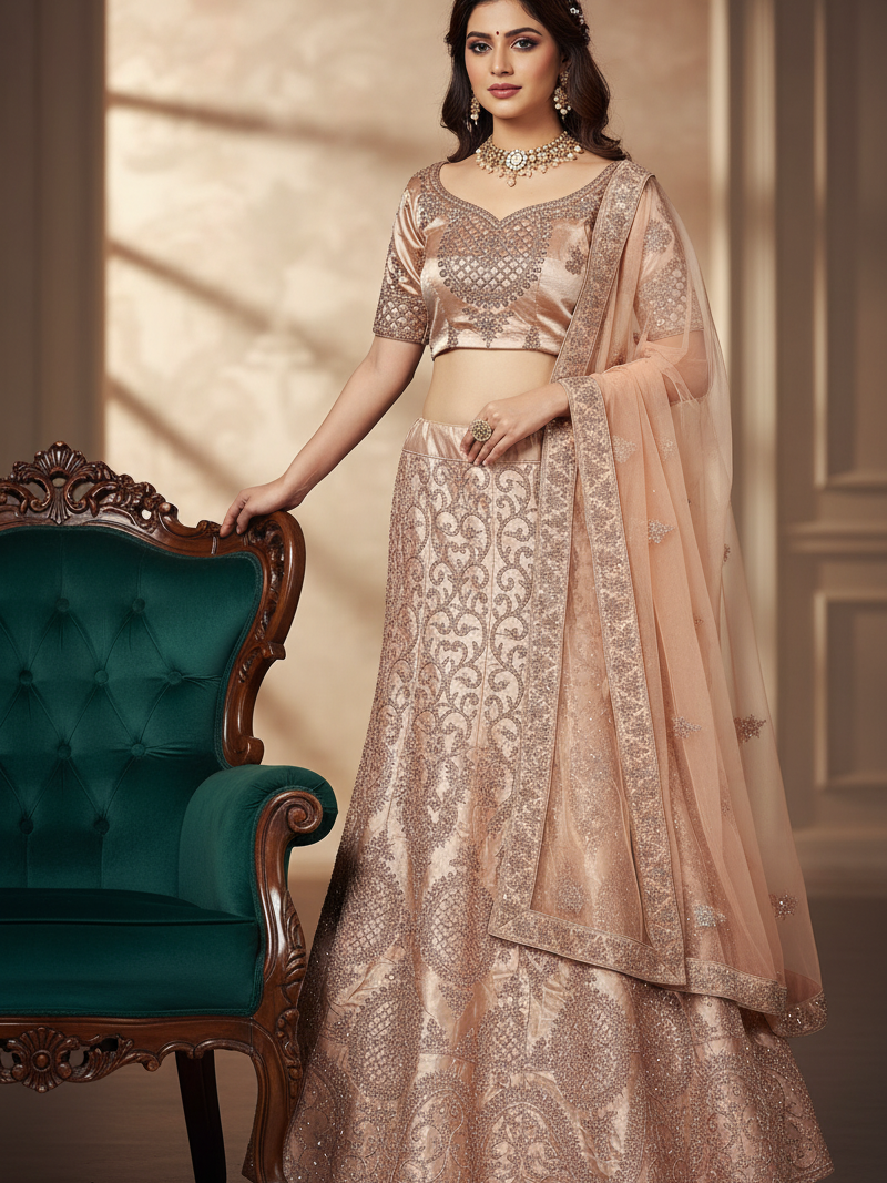 HashtagTrending Fashions designer lehenga choli for Party and Wedding (Copper)