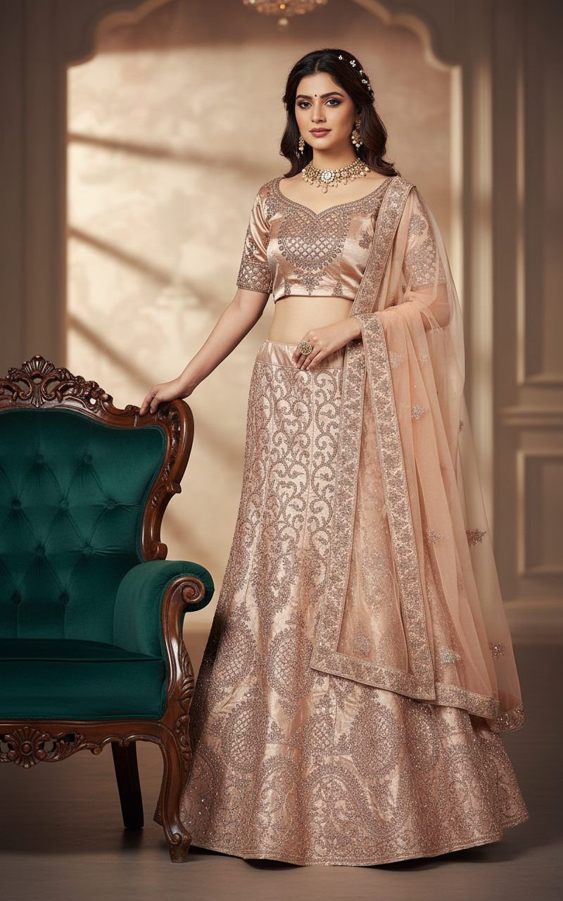 HashtagTrending Fashions designer lehenga choli for Party and Wedding (Copper)