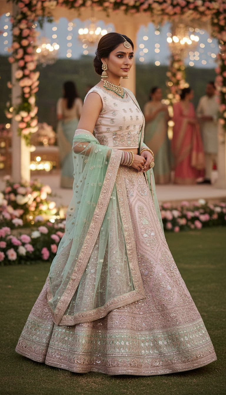 HashtagTrending Fashions Designer Lehenga Choli Pink with Zari work for Wedding, Engagement and Party - Image 2