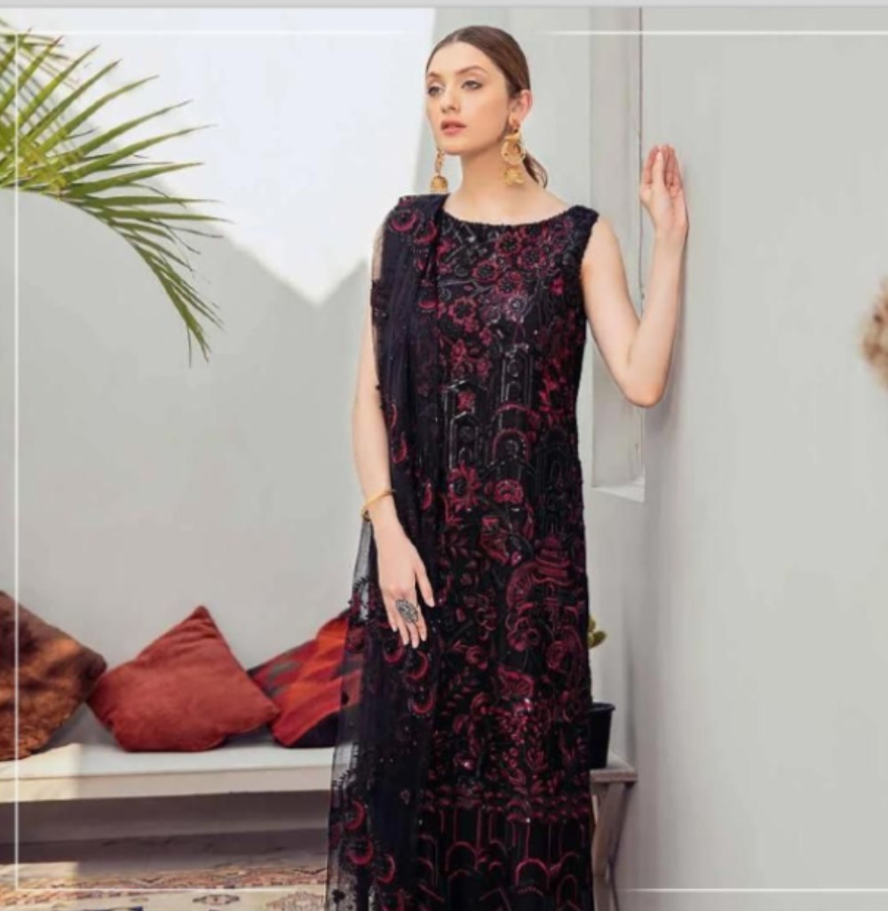 HashtagTrending Fashions Women Georgette dress material with Heavy Embroidery