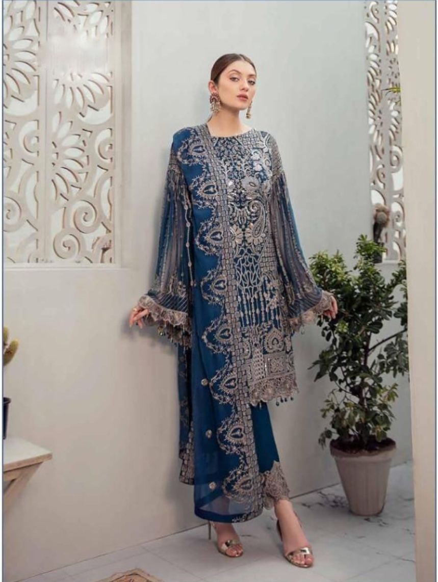 HashtagTrending Fashions Women Georgette dress material with Heavy Embroidery