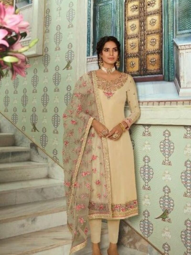 Tusser Silk dress material-Badami
