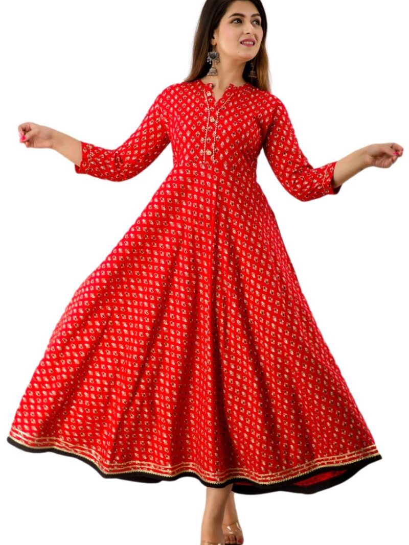 HashtagTrending Fashions Womens Stitched Rayon Kurti_Red