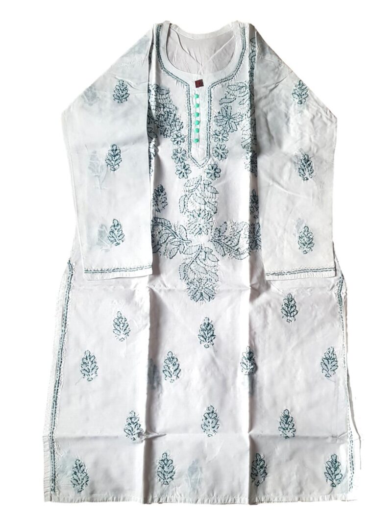 Women's Cotton Hand Embroidered Chikankari Straight Kurta - White
