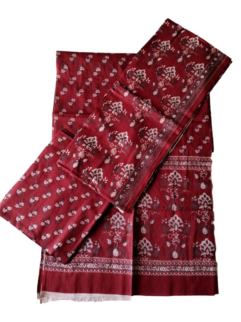 Pure Cotton Digital printed women's dress material with pure cotton dupatta - Brown (Unstitched)