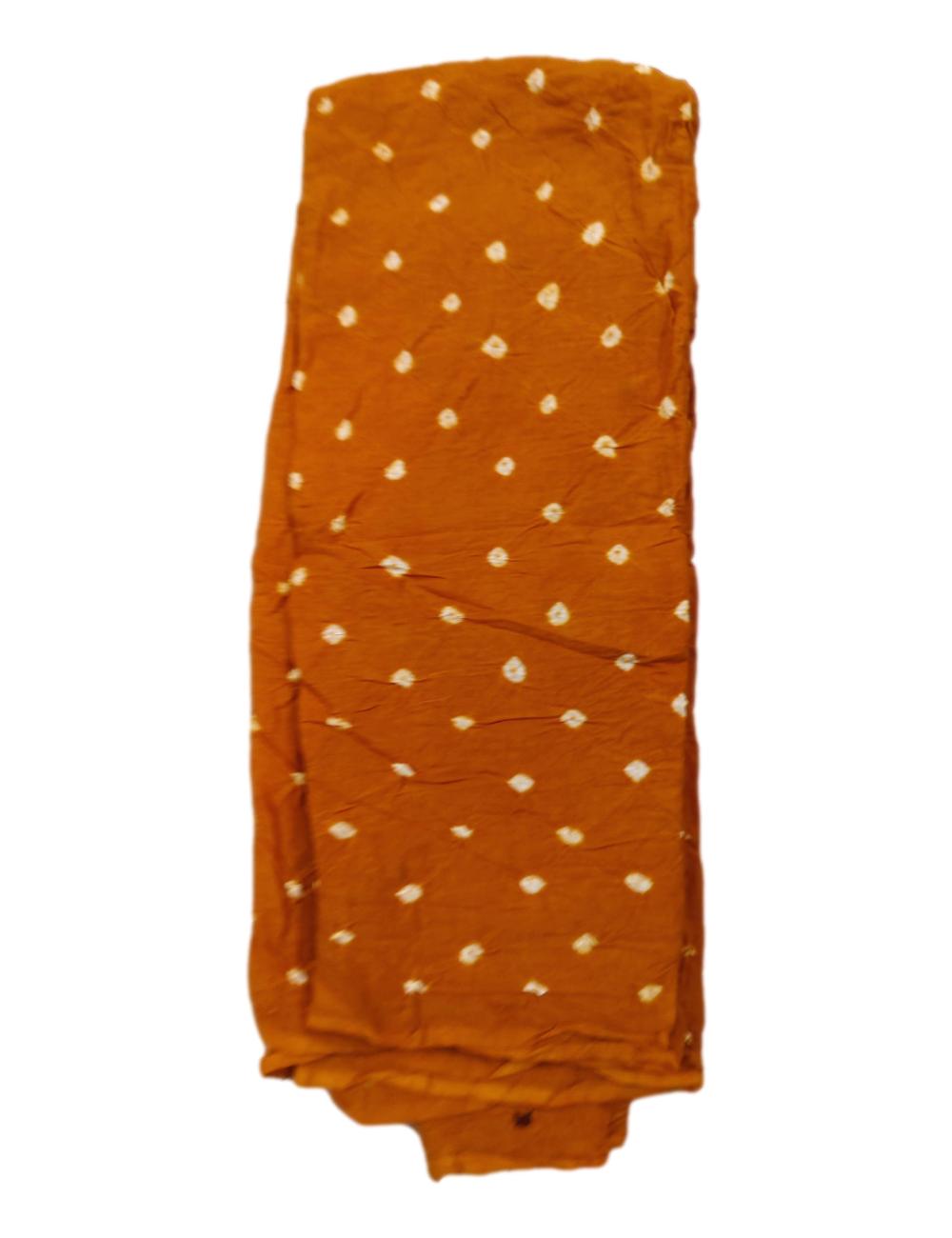 Women's Pure Cotton Rajasthani Bandhani unstitched dress material with dupatta (Maroon and Mustard) - Image 4