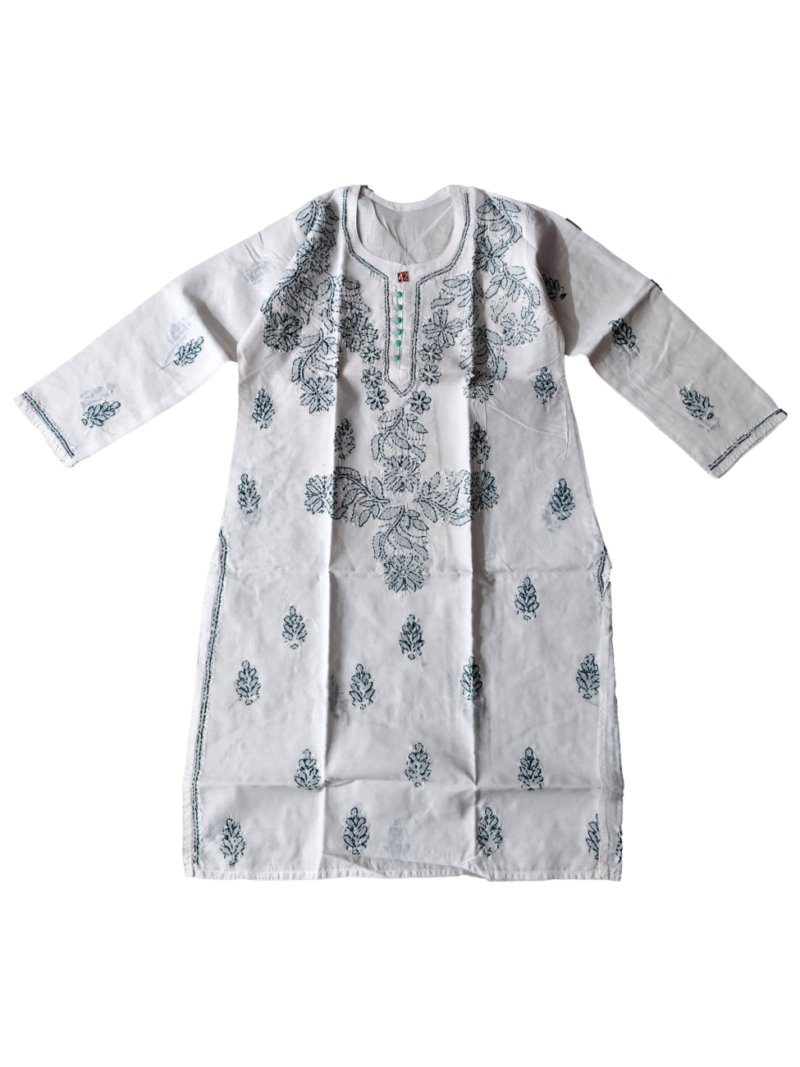Women's Cotton Hand Embroidered Chikankari Straight Kurta - White (Copy)
