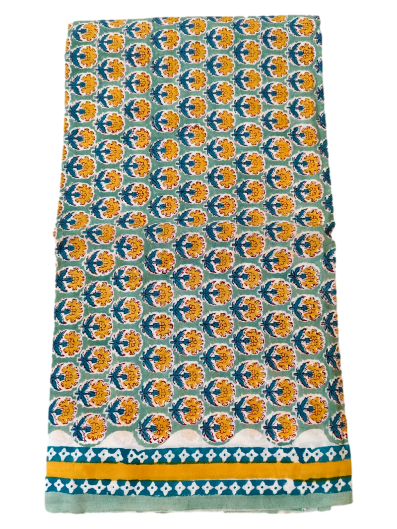 Pure Cotton hand block printed women's dress material with pure cotton dupatta - Green
