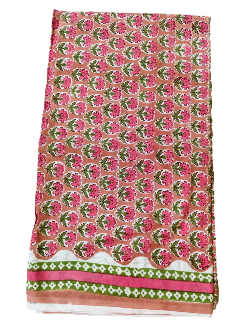 Pure Cotton hand block printed women's dress material with pure cotton dupatta - Pink