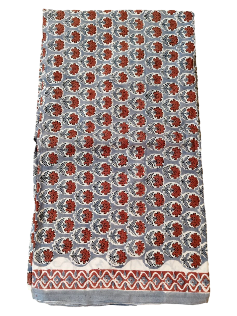 Pure Cotton hand block printed women's dress material with pure cotton dupatta - Grey