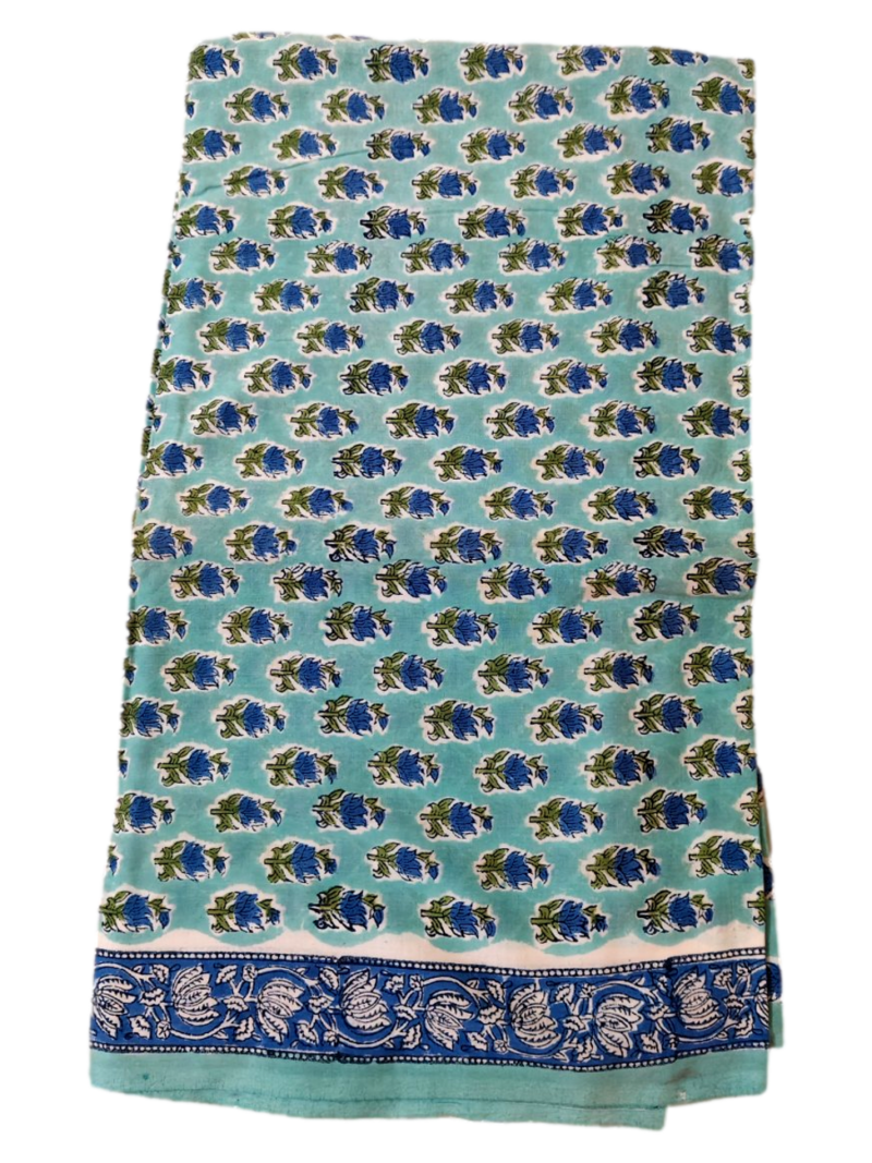 Pure Cotton hand block printed women's dress material with pure cotton dupatta - Blue