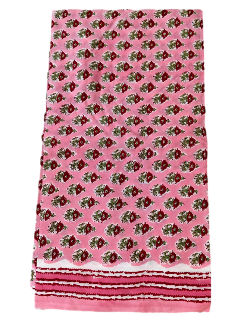 Pure Cotton hand block printed women's dress material with pure cotton dupatta - Pink