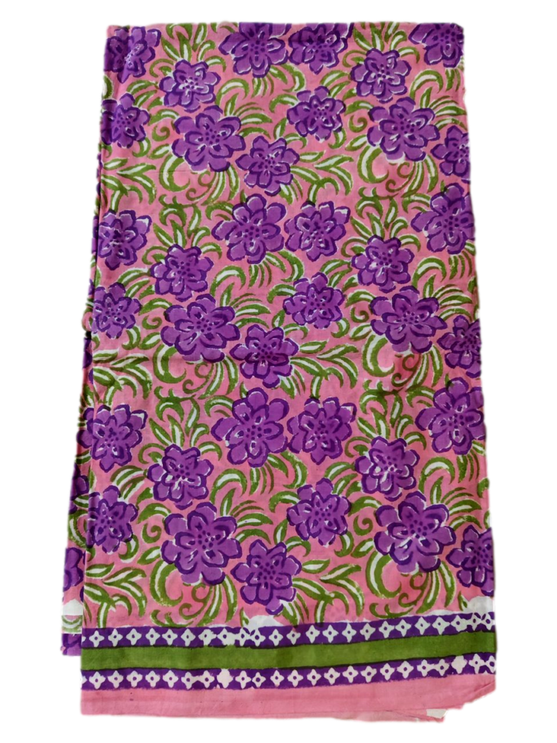 Pure Cotton hand block printed women's dress material with pure cotton dupatta - Pink