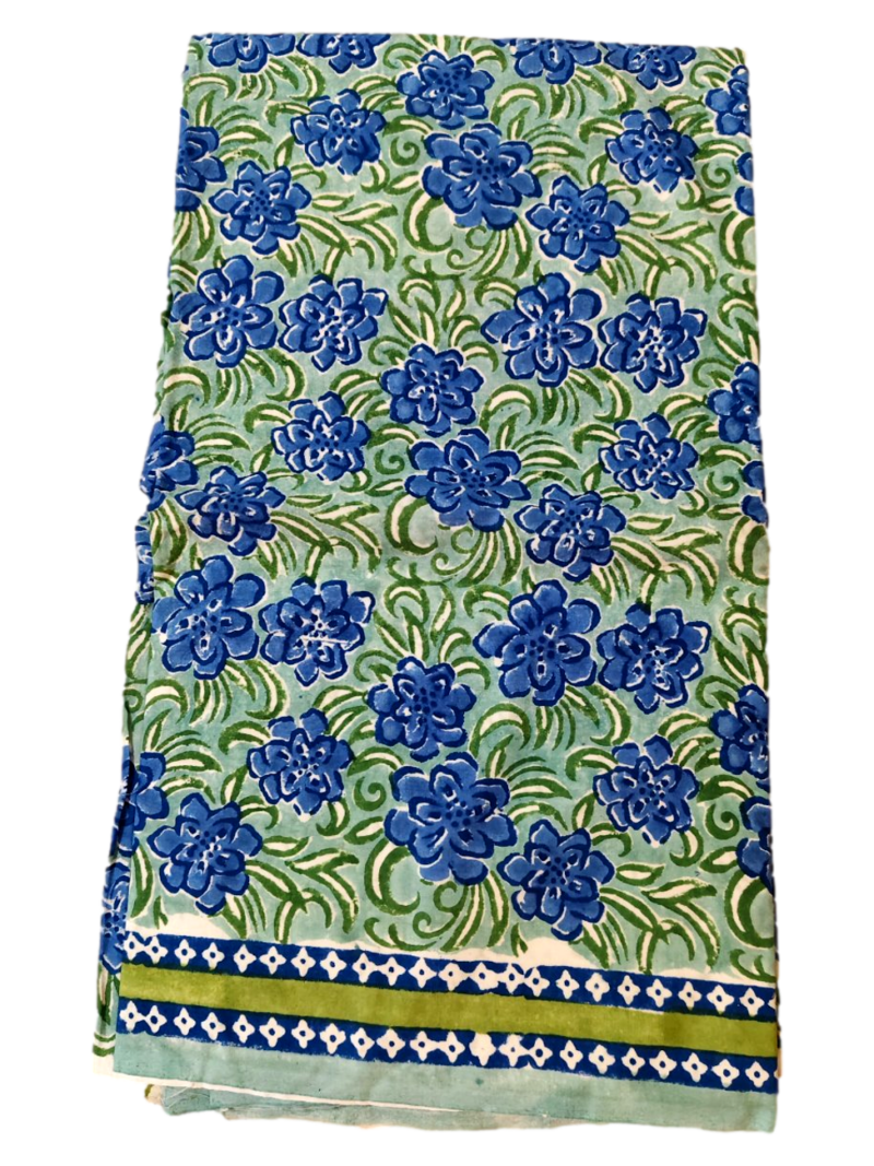Pure Cotton hand block printed women's dress material with pure cotton dupatta - Green