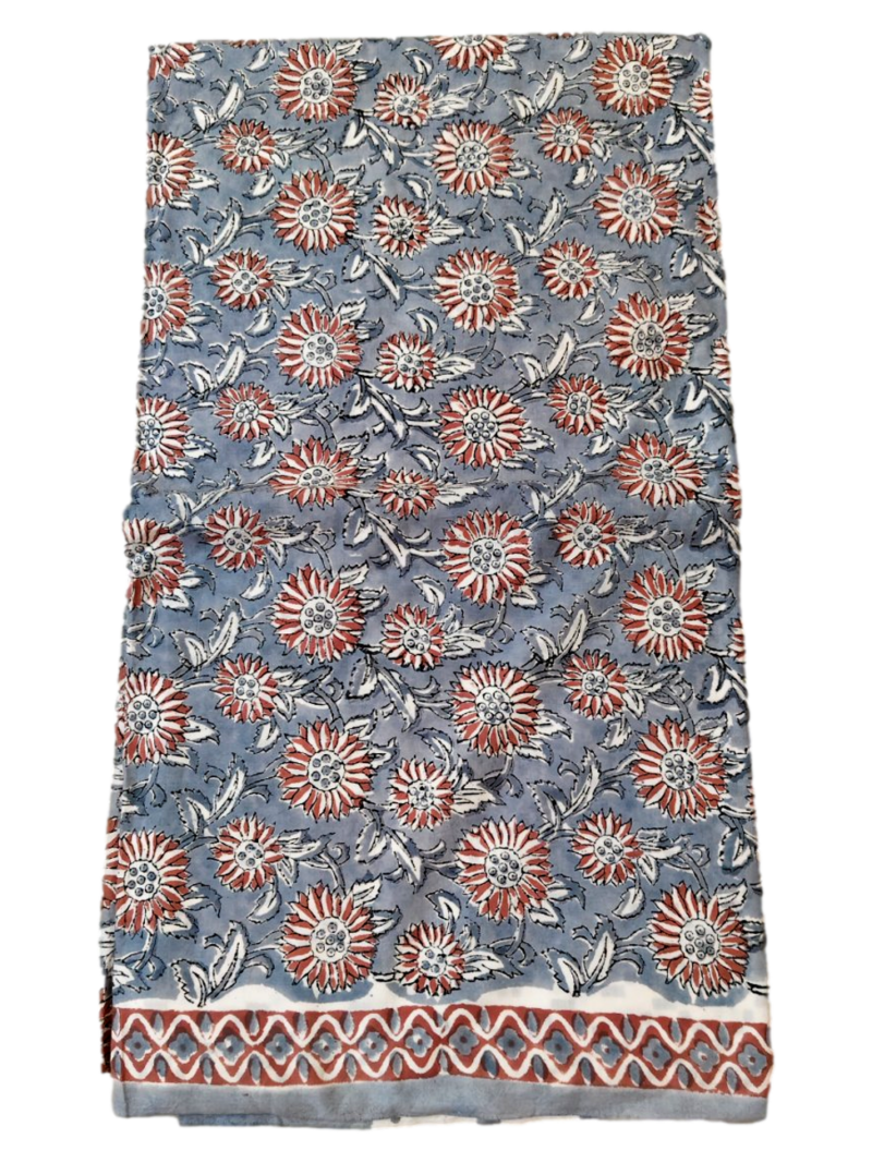 Pure Cotton hand block printed women's dress material with pure cotton dupatta - Grey