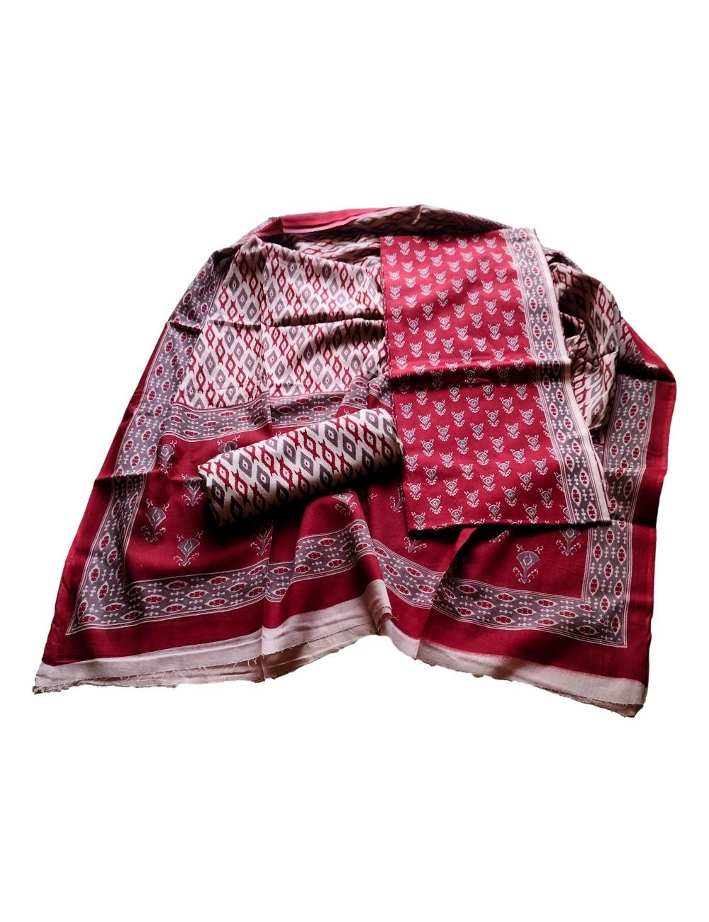 Pure Cotton Digital printed women's dress material with pure cotton dupatta - Brown (Unstitched) - Image 6