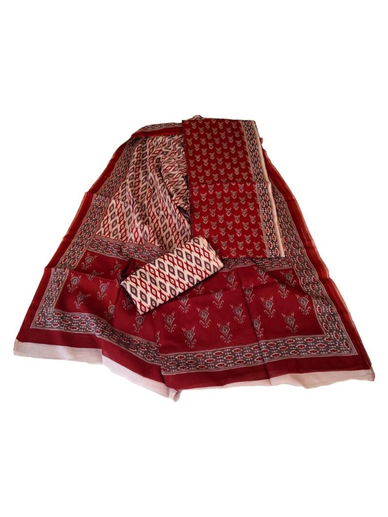 Pure Cotton Digital printed women's dress material with pure cotton dupatta - Brown (Unstitched)