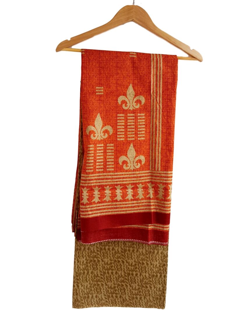 Malai Cotton printed dress material for summer wear - Orange