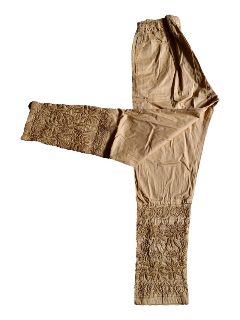 Chikankari Embroidered Leggings - Beige