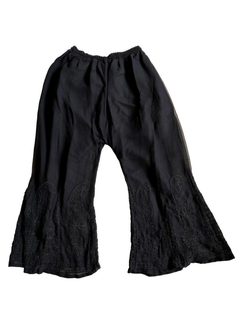 Chikankari Embroidered Palazzo - Black