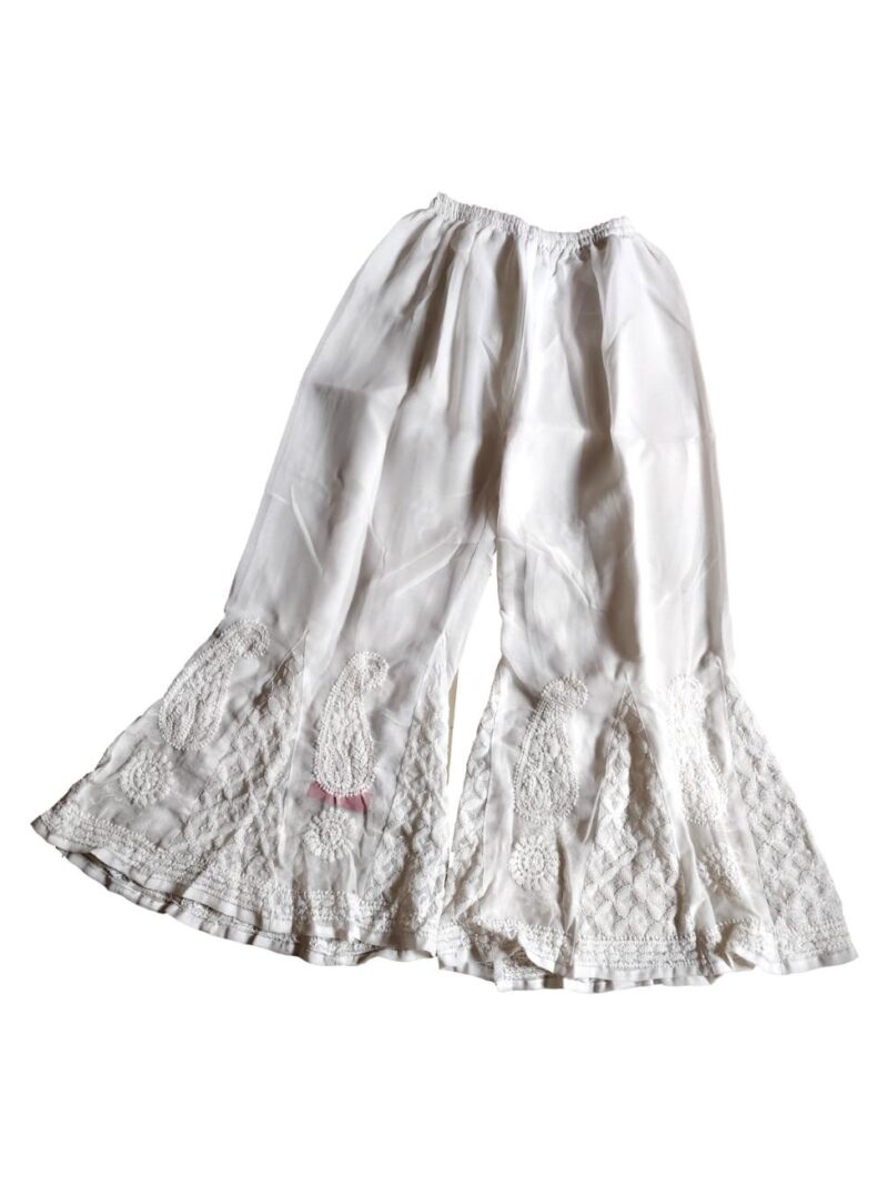 Chikankari Embroidered Palazzo - White