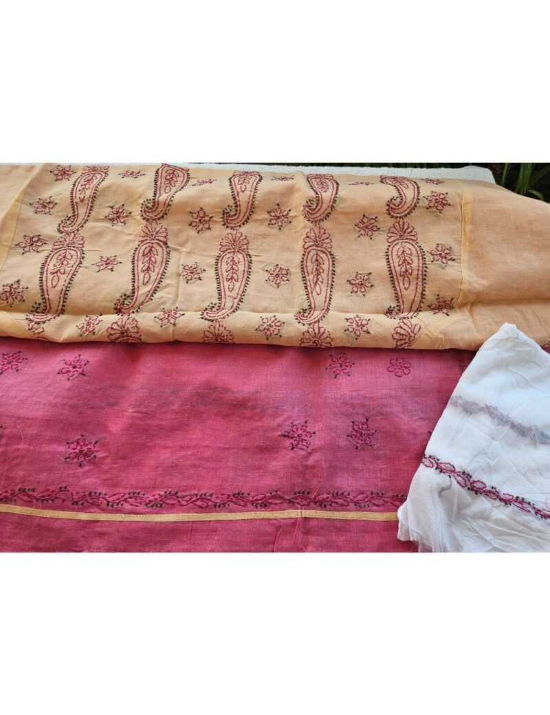 Lucknow Cloth Pattern Hand embroidered Pure Cotton Lucknow Chikankari Dress Material with ...