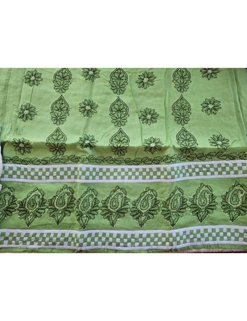 Lucknow Cloth Pattern Hand embroidered Pure Cotton Lucknow Chikankari Dress Material with ...