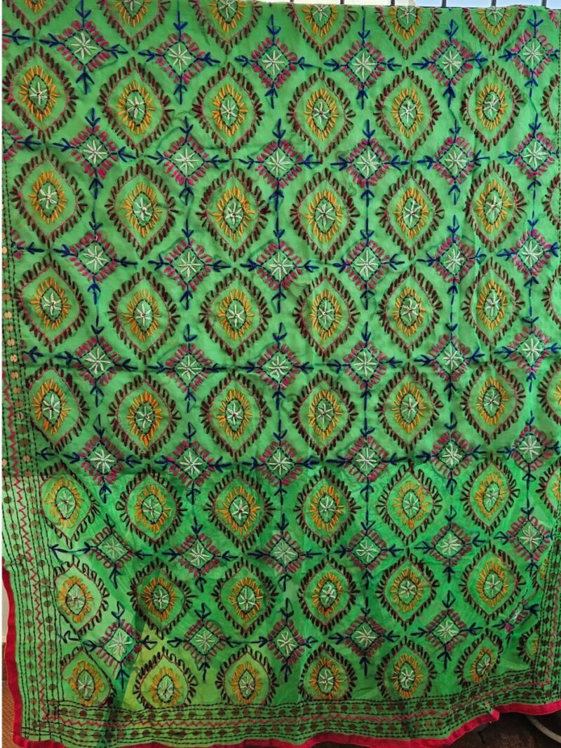 Heavy Phulkari Hand embroidered Dupatta for Women - Green