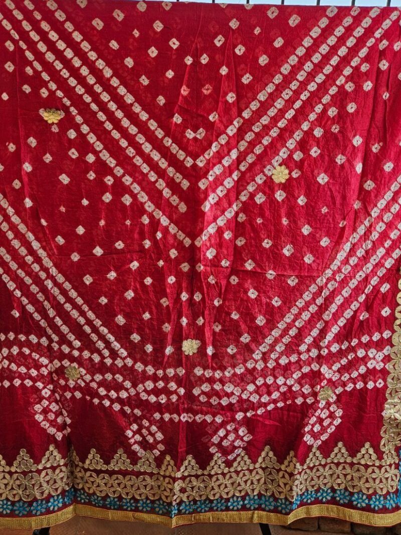 Bandhej Dupatta with Gotapatti work - Red