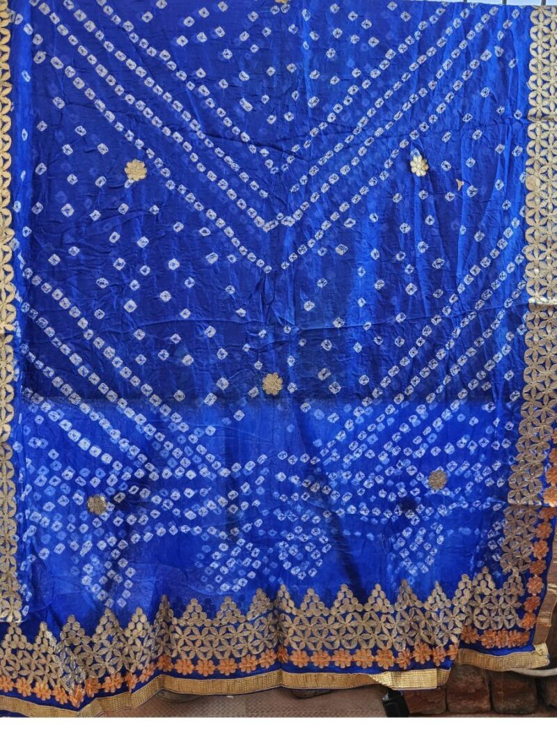 Bandhej Dupatta with Gotapatti work - Blue