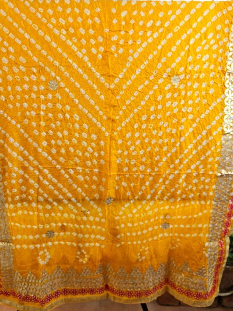 Bandhej Dupatta with Gotapatti work - Yellow