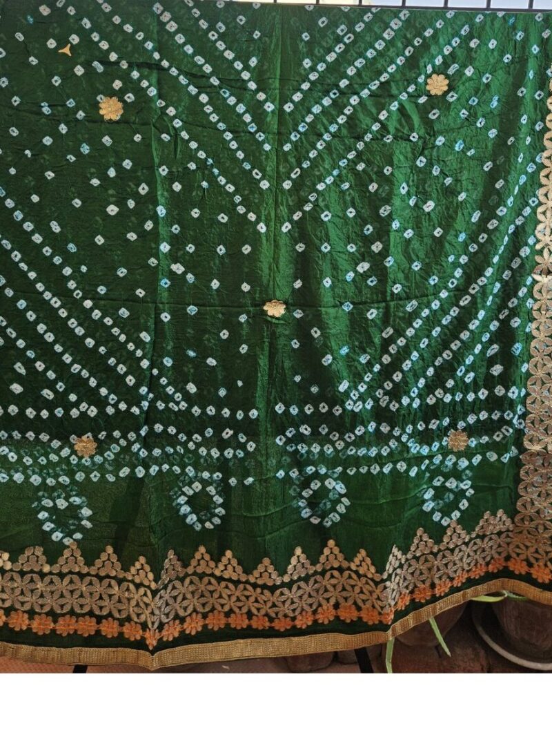 Bandhej Dupatta with Gotapatti work - Green