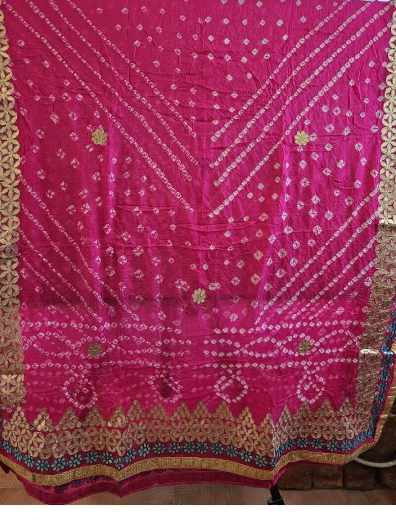 Bandhej Dupatta with Gotapatti work - Pink