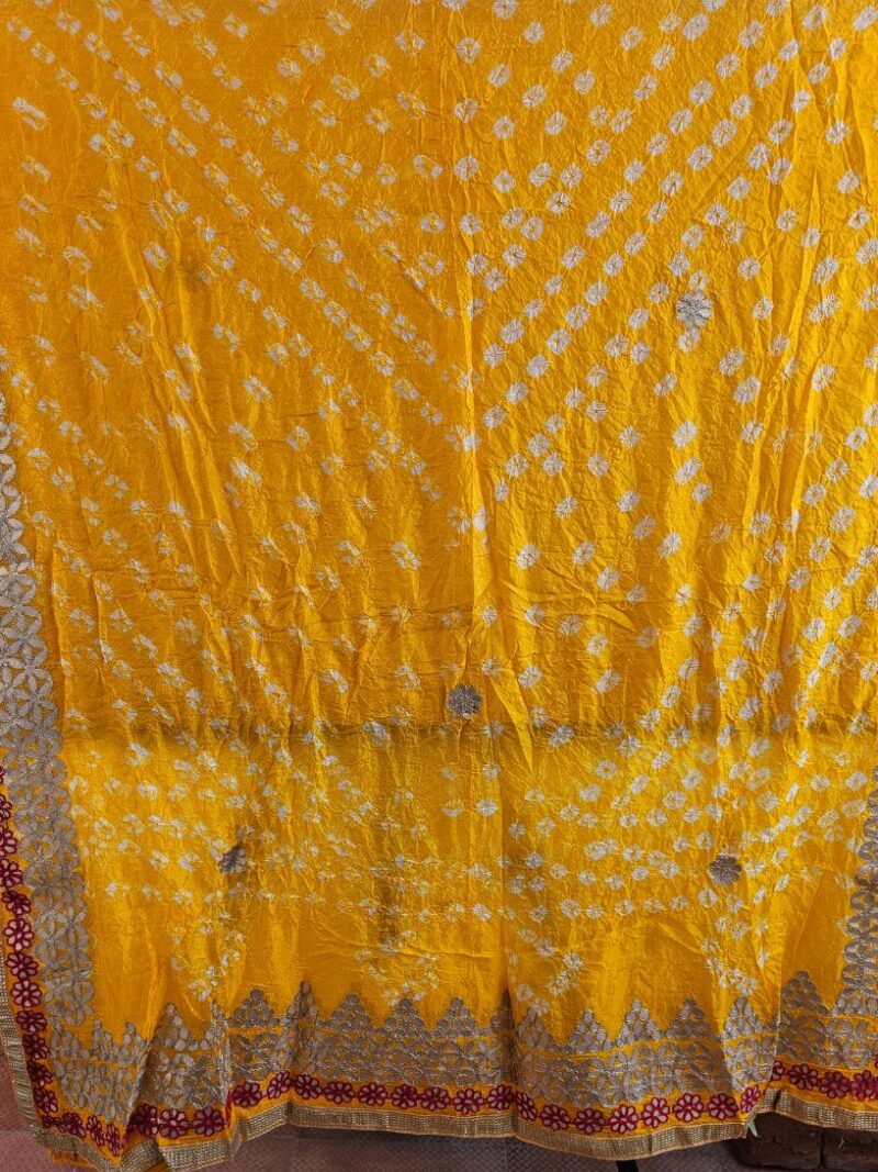 Bandhej Dupatta with Gotapatti work - Yellow