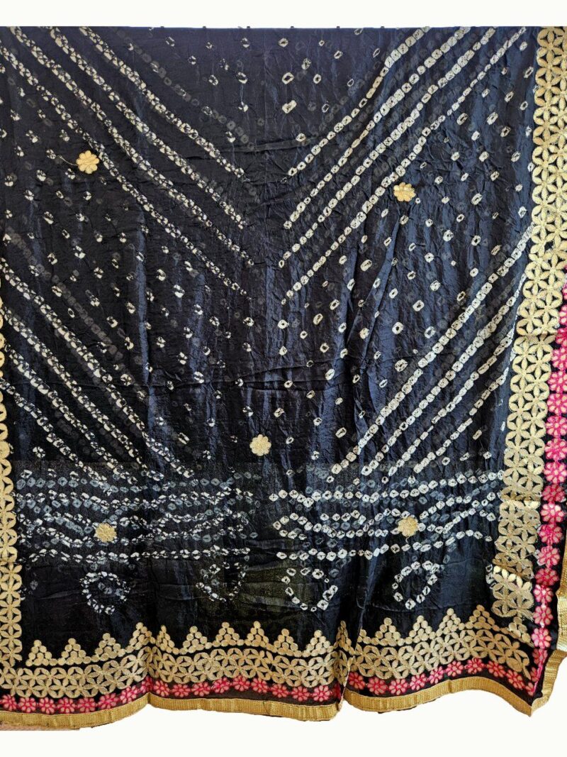 Bandhej Dupatta with Gotapatti work - Black