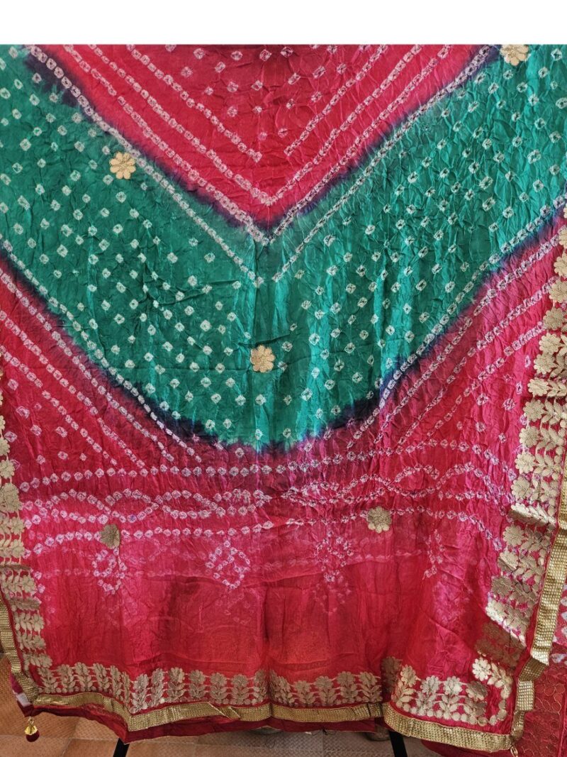 Bandhej Dupatta with Gotapatti work - Multicolored