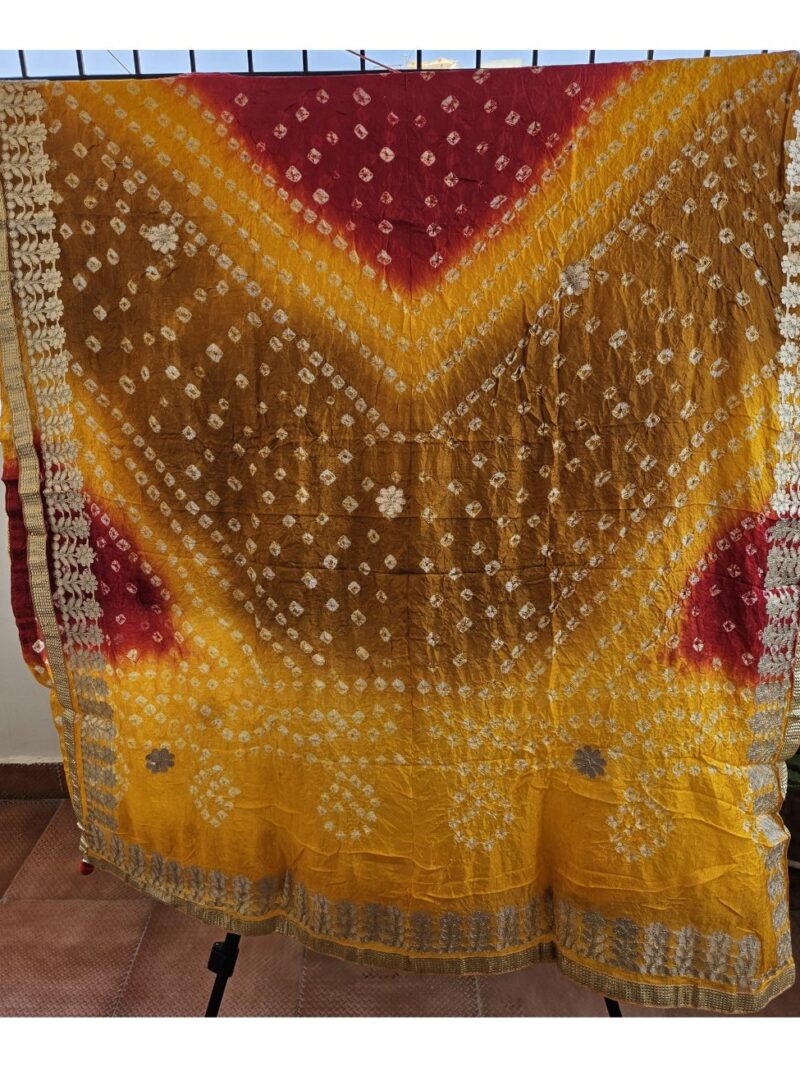 Bandhej Dupatta with Gotapatti work - Multicolored