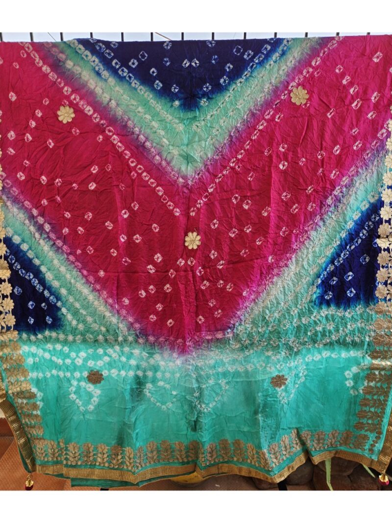 Bandhej Dupatta with Gotapatti work - Multicolored