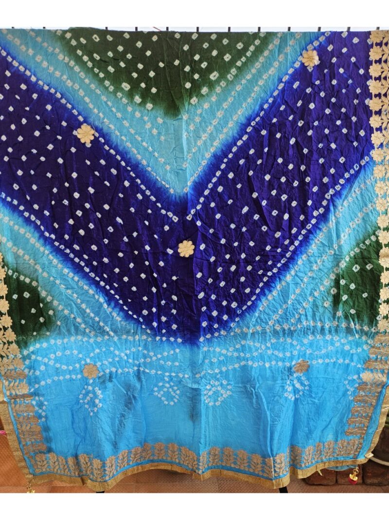 Bandhej Dupatta with Gotapatti work - Multicolored