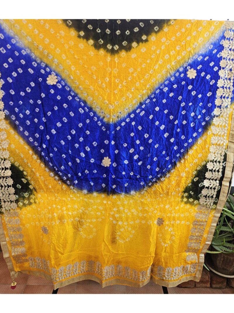 Bandhej Dupatta with Gotapatti work - Multicolored