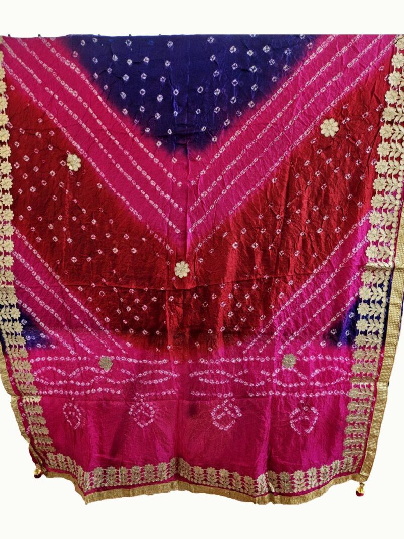 Bandhej Dupatta with Gotapatti work - Multicolored