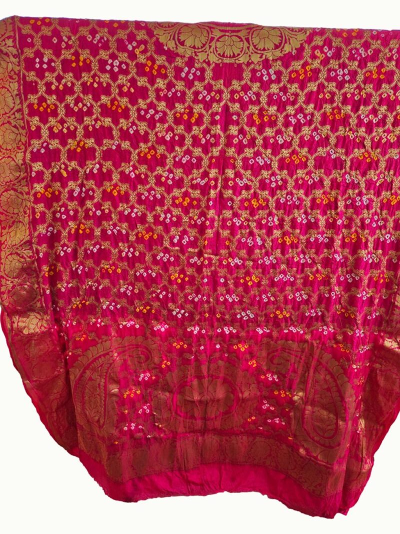Surmayee Banarasi Bandhej Dupatta-Rani Pink