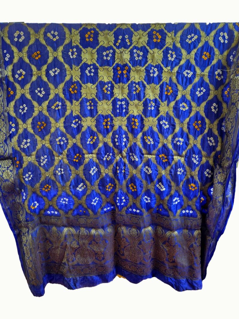 Surmayee Banarasi Bandhej Dupatta-Blue