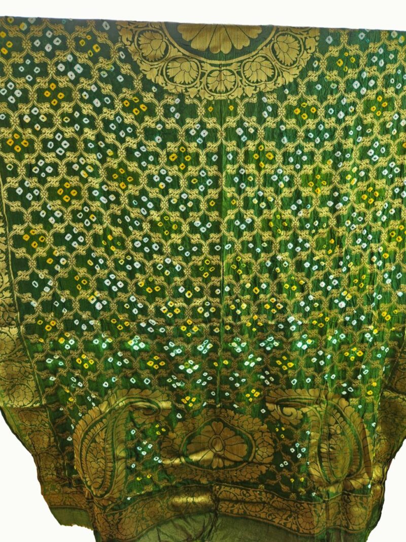 Surmayee Banarasi Bandhej Dupatta-Green