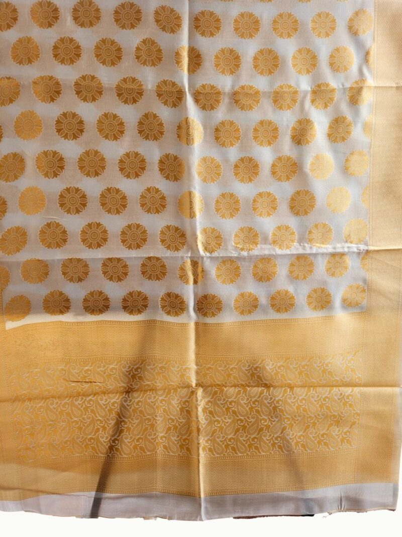Surmayee Banarasi Dupatta-White and Gold