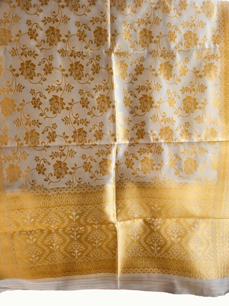 Surmayee Banarasi Dupatta-White and Gold