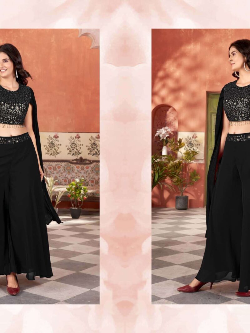 Surmayee Designer Readymade Indo Western Dress - Black